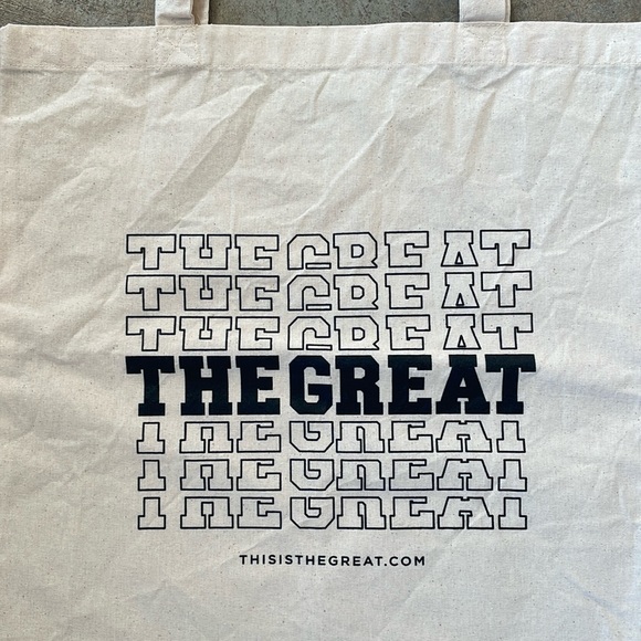 BRAND NEW! THE GREAT.  Reusable canvas tote bag with black writing - Picture 2 of 6